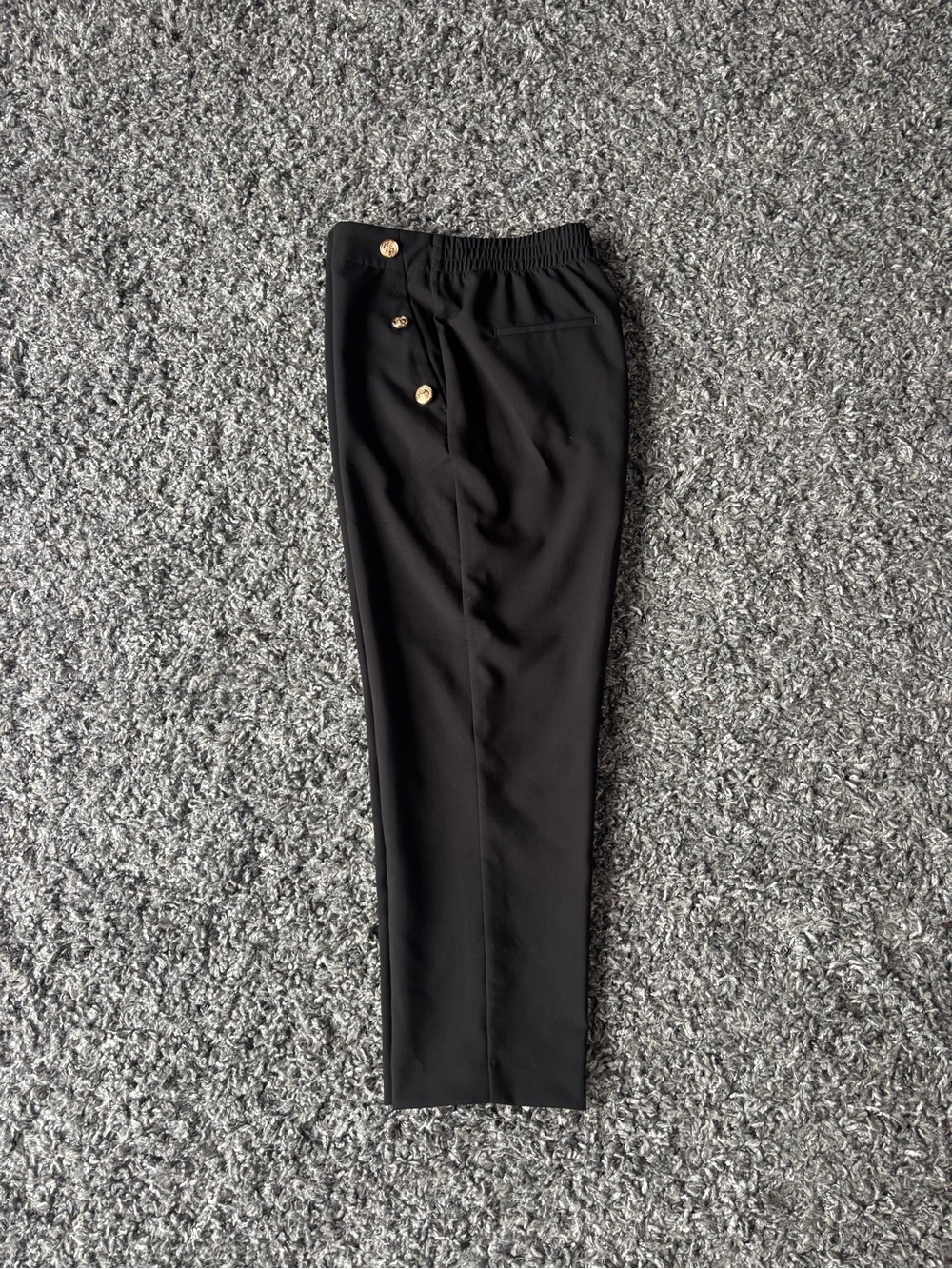 Zara Black Tapered Dress Trousers with Gold Buttons